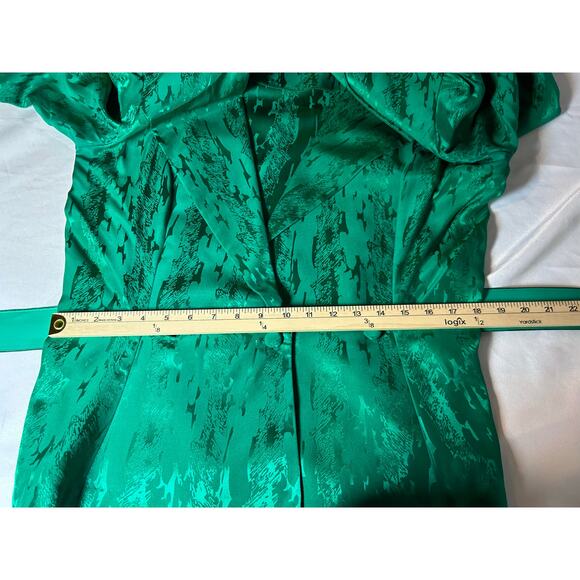 Vintage Women's Green 100% Silk double breasted 2 Piece Set skirt/jacket Sz 12 - Picture 5 of 16